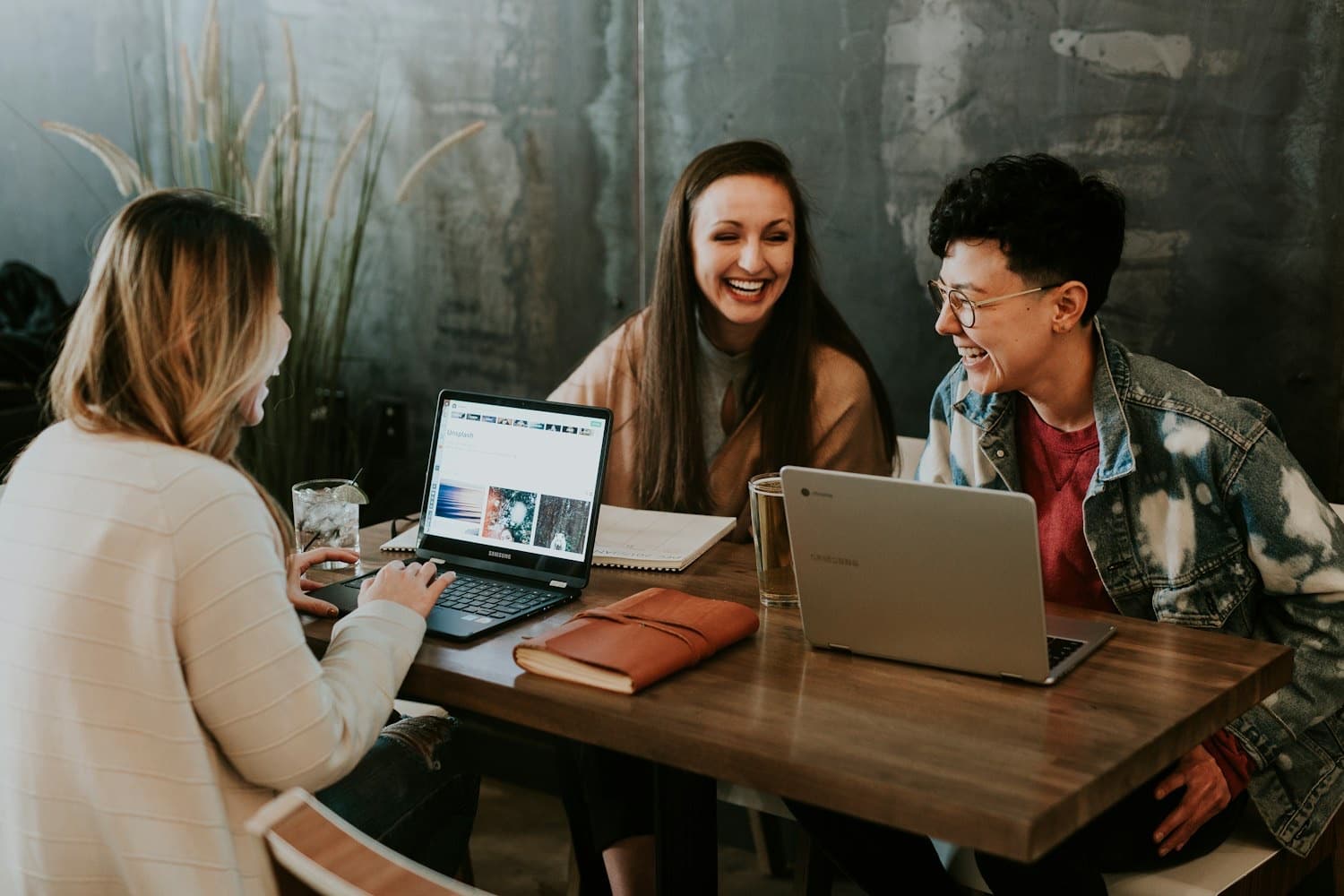 A small, welcoming group in warm conversation